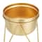 Set of 2 Gold Iron Modern Planter, 10" x 7" x 7"